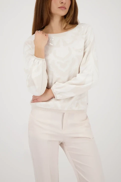 MONARI LIGHT LUXURY dámsky sveter béžový s flitrami