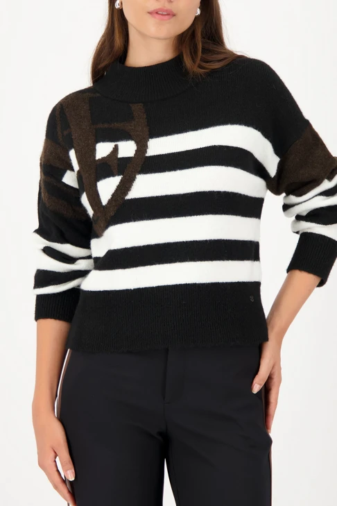 MONARI FASHION CONTRASTS dámsky čierno-biely pruhovaný sveter