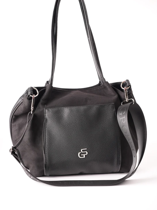 GROSSO BAG dámska kožená kabelka, čierna