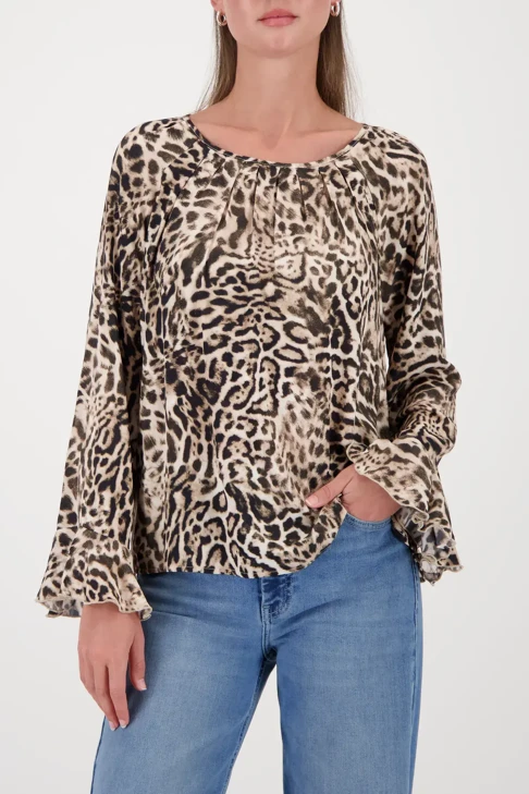 MONARI CAPE TOWN dámska blúzka béžová s leopardím vzorom